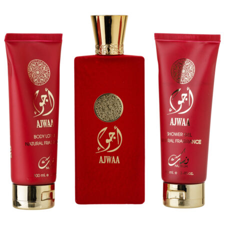(plu00046) - Set Cadou Ajwaa Apa de Parfum 100ml + Gel De Dus 100ml + Lotiune de corp 100ml, Nusuk