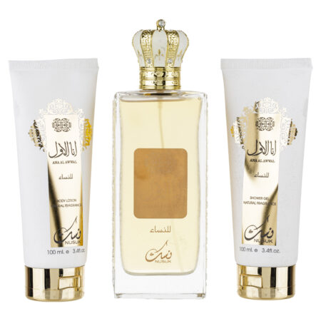 (plu00051) - Set Cadou Ana Al Awwal Apa de Parfum 100ml + Gel De Dus 100ml + Lotiune de corp 100ml, Nusuk