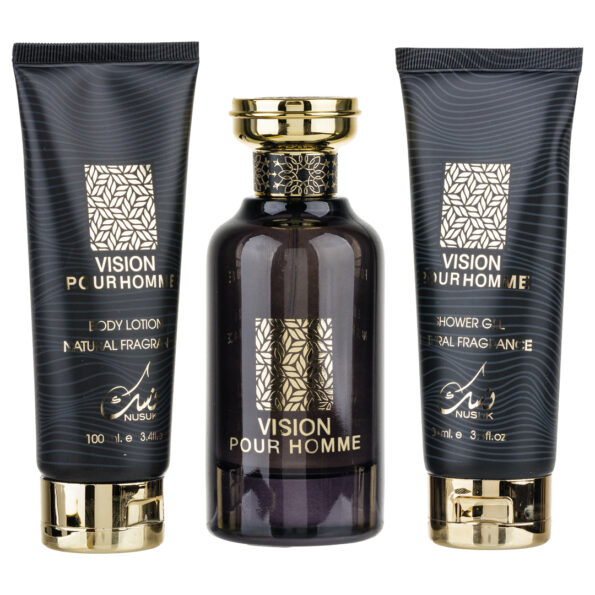 (plu00001) - Set Cadou Vision Pour Homme Apa de Parfum 100ml + Gel De Dus 100ml + Lotiune de corp 100ml, Nusuk